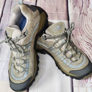 The North Face Women's Hiking Shoes X2 Size 8.5 Gray Blue Suede Lace Up Air Flow